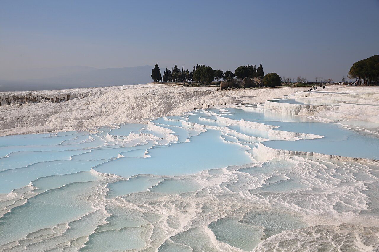 The white travertine terraces of Pamukkale
